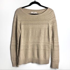 LOFT Tan Light Brown Knit Pull Over Sweater